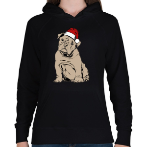 PRINTFASHION Bulldog karácsony - Női kapucnis pulóver - Fekete