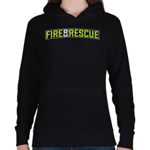 PRINTFASHION Fire and Rescue - Női kapucnis pulóver - Fekete