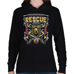 PRINTFASHION Volunteer Rescue - Női kapucnis pulóver - Fekete