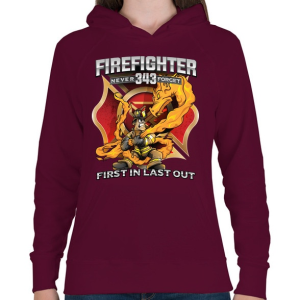 PRINTFASHION Firefighter Firedragon - Női kapucnis pulóver - Bordó