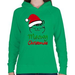 PRINTFASHION Meowy Christmas! - Női kapucnis pulóver - Zöld
