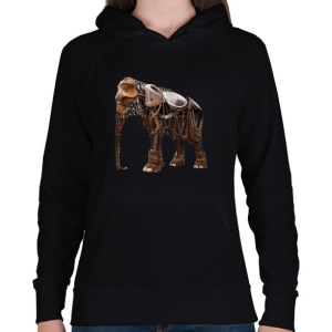 PRINTFASHION Elephant - Női kapucnis pulóver - Fekete