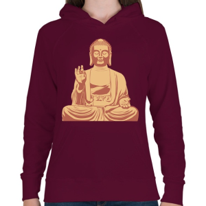 PRINTFASHION Buddha - Női kapucnis pulóver - Bordó