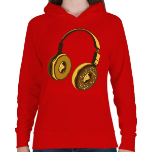 PRINTFASHION Fejhallgató - Női kapucnis pulóver - Piros