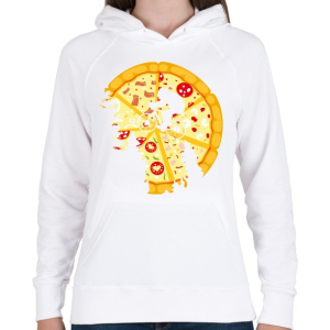 PRINTFASHION Pizza hold - Női kapucnis pulóver - Fehér