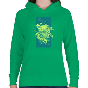 PRINTFASHION Oktopusz - Női kapucnis pulóver - Zöld