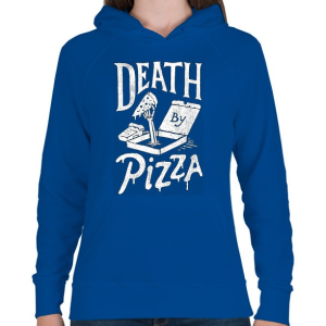 PRINTFASHION Death by pizza - Női kapucnis pulóver - Királykék