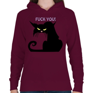 PRINTFASHION Black cat - Női kapucnis pulóver - Bordó