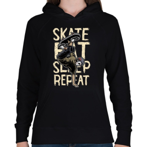 PRINTFASHION Skate Eat Sleep Repeat - Női kapucnis pulóver - Fekete