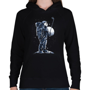 PRINTFASHION Űrhajós szelfi - Női kapucnis pulóver - Fekete