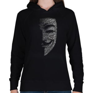 PRINTFASHION Anonymus (Fekete) - Női kapucnis pulóver - Fekete