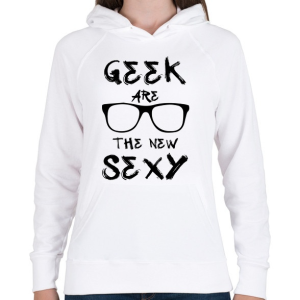 PRINTFASHION Geek are the new SEXY - Női kapucnis pulóver - Fehér