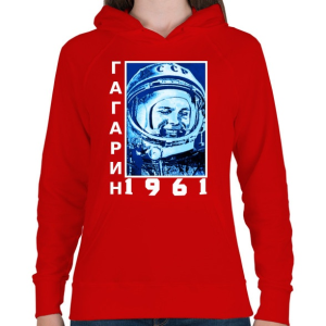 PRINTFASHION Gagarin 1961 Cirill - Női kapucnis pulóver - Piros