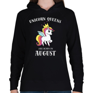 PRINTFASHION Unikornis királynők augusztusban születnek - Női kapucnis pulóver - Fekete