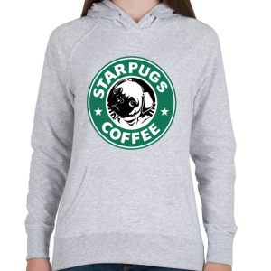 PRINTFASHION STARPUGS COFFEE - Női kapucnis pulóver - Sport szürke