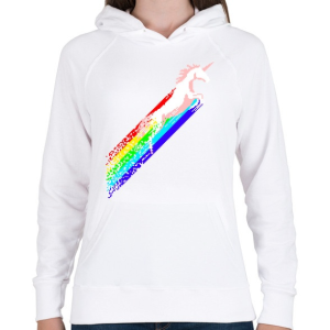 PRINTFASHION Pixel unicorn - Női kapucnis pulóver - Fehér