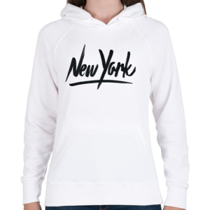 PRINTFASHION New York - Női kapucnis pulóver - Fehér