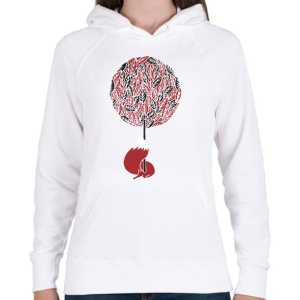 PRINTFASHION Cherry tree - Női kapucnis pulóver - Fehér