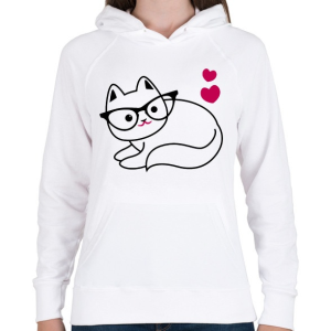 PRINTFASHION Szeretem a cicám - Női kapucnis pulóver - Fehér