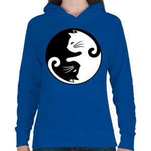 PRINTFASHION yin yang cicák - Női kapucnis pulóver - Királykék