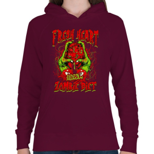 PRINTFASHION Diétázó zombi - Női kapucnis pulóver - Bordó