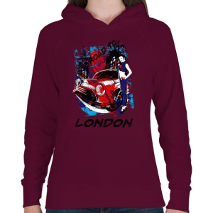 PRINTFASHION London utjain - Női kapucnis pulóver - Bordó