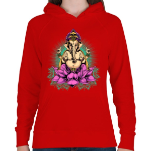 PRINTFASHION Indiai istenség - Női kapucnis pulóver - Piros