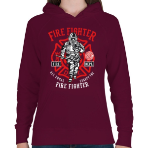 PRINTFASHION Tűzoltó - Női kapucnis pulóver - Bordó