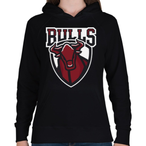 PRINTFASHION Bulls - Női kapucnis pulóver - Fekete