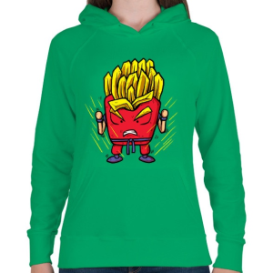 PRINTFASHION Szuper krumpli - Női kapucnis pulóver - Zöld