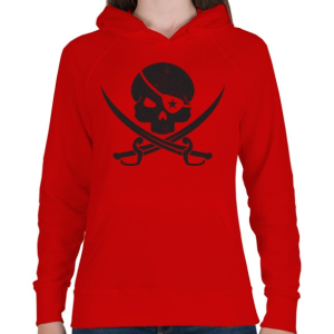 PRINTFASHION Kalóz koponya - Női kapucnis pulóver - Piros