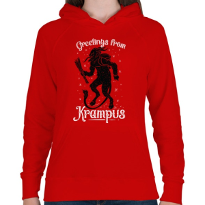 PRINTFASHION Krampusz - Női kapucnis pulóver - Piros