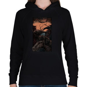 PRINTFASHION Sötét egyszarvú - Női kapucnis pulóver - Fekete