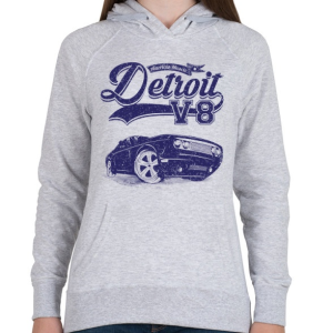 PRINTFASHION Detroit V8 - Női kapucnis pulóver - Sport szürke