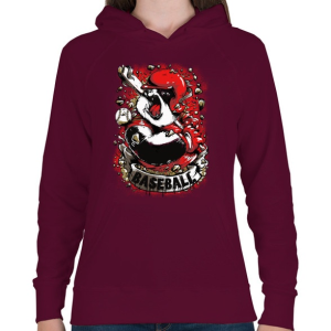 PRINTFASHION Baseball panda - Női kapucnis pulóver - Bordó
