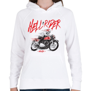 PRINTFASHION Hell Rider - Női kapucnis pulóver - Fehér