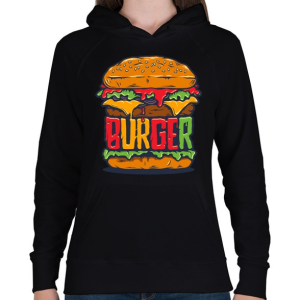 PRINTFASHION Hamburger - Női kapucnis pulóver - Fekete