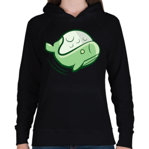 PRINTFASHION Zöld bálna - Női kapucnis pulóver - Fekete