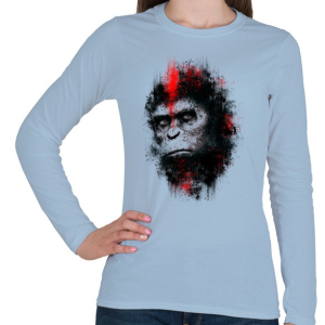 PRINTFASHION Majmok bolygója - Női hosszú ujjú póló - Világoskék