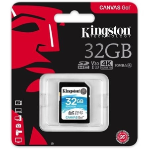 Kingston Memóriakártya, SDHC, 32GB, Class 10, U3 V30, 90/45MB/s KINGSTON &quot;Canvas Go&quot;
