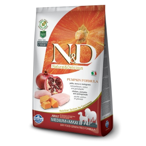 N&D Grain Free Adult Medium/Maxi Csirke & Gránátalma Sütőtökkel 2,5kg