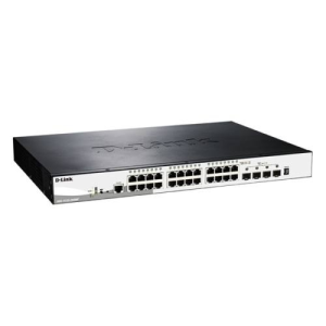 DLINK D-Link Switch 24x1000Mbps Poe + 4x10G SFP+ (PoE: 370watt/24 port/802.3at) Stackable L3 Smart