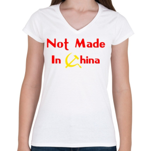 PRINTFASHION not-made-in-china-2 - Női V-nyakú póló - Fehér