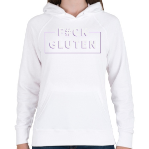 PRINTFASHION fcuk-gluten-white-purple - Női kapucnis pulóver - Fehér