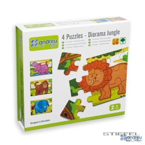Andreu 4 az egyben puzzle - A dzsungel állatai