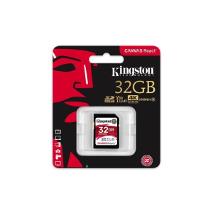 Kingston Memóriakártya, SDHC, 32GB, C10/U3/V30/A1, 100/70 MB/s, KINGSTON &quot;Canvas React&quot;