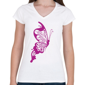 PRINTFASHION Pillangó - Női V-nyakú póló - Fehér