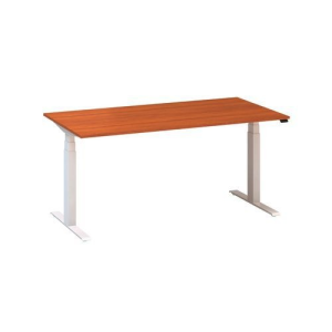 Alfa Office Alfa Up állítható magasságú irodai asztal fehér lábazattal, 160 x 80 x 61,5-127,5 cm, vadcseresznye mintázat%