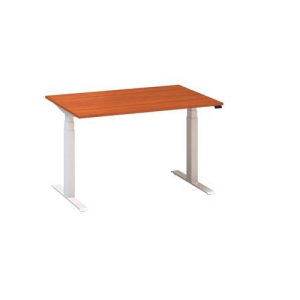 Alfa Office Alfa Up állítható magasságú irodai asztal fehér lábazattal, 120 x 80 x 61,5-127,5 cm, vadcseresznye mintázat%