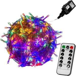 VOLTRONIC® Karácsonyi LED fényfüzér 10 m - színes 100 LED - távirányító